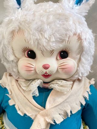 RARE Vintage Rushton Star Creation Rubber Face Bunny Rabbit Plush HUGE 31” tall 2
