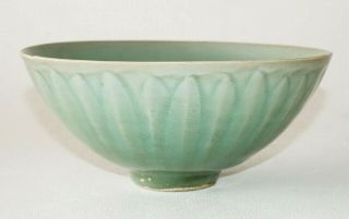 Chinese Song Style Celadon Glaze Lotus Motif Pottery Bowl (brj) 2