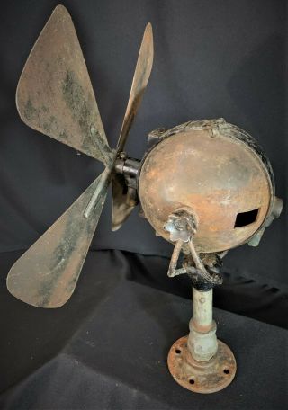Antique 15” Ab 110v Dc Ball Gyro Ceiling Fan Brass Blades -