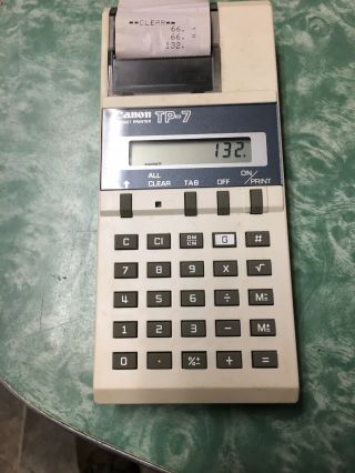 Canon Tp - 7 Pocket Printer Calculator Adding Machine Vintage Receipt