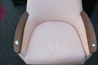 Soft Pink Upholstered Arm Chair Vintage Antique Pub Club Easy STO 2