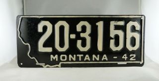 1942 Montana Passenger License Plate - Repaint -