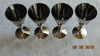 Set Of 4 Vintage Fostoria Regal Stainless Steel Cordial Goblets