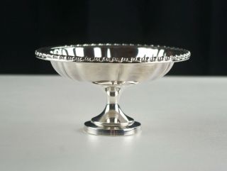 Oneida Silverplate 6 " Serving Compote W Feather Rim,  Vintage Silver Candy Dish