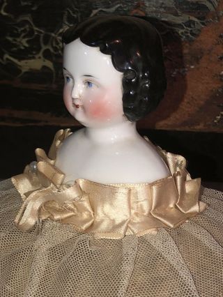 Rare Early 1800’s Antique China Doll Head Pin Cushion Sewing Seamstress Tool
