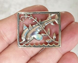 Vintage Danish Sterling Jewellery Arne Johansen Style Silver Dolphin Brooch Pin