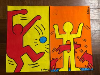 Keith Haring Watercolor Drawings On Paper Signed 5