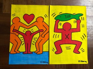 Keith Haring Watercolor Drawings On Paper Signed 2