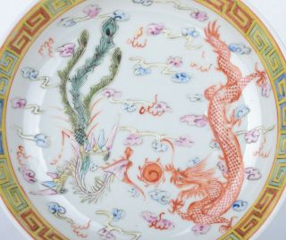 Chinese porcelain fencai dragon plate - Late Qing.  Guangxu M,  P. 2