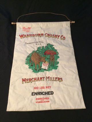 Incredible Vintage Washburn Crosby 100 Lbs Schwartz Bag Grain Sack