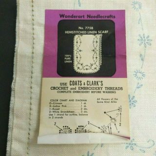 Vintage Stamped Linen To Embroider Dresser Scarf Runner Wonderart Garland