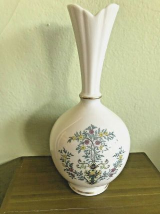 Vtg Lenox Blue Tree 8 " Porcelain Bud Vase Hand Decoration With 24 K Gold
