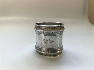 ANTIQUE GORHAM STERLING SILVER NAPKIN RING ARTS & CRAFTS AESTHETIC MONO LILLIE 2