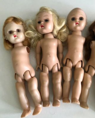 5 Vintage Vogue Ginny Dolls for repair or parts.  All need TLC 3