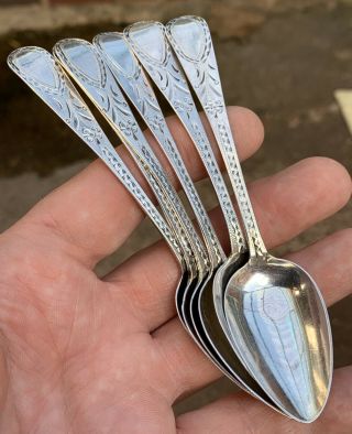 A Good Set Of Six Early Antique Solid Silver “robert Frost” Tea Spoons,  17/1800s