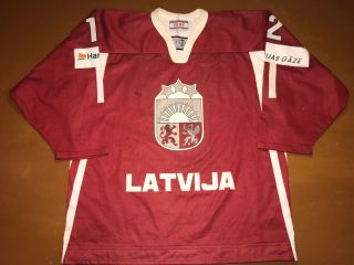 2008 100 Years Iihf Game Worn Latvia Ice Hockey Jersey Latvija Shirt 12 Size Xl