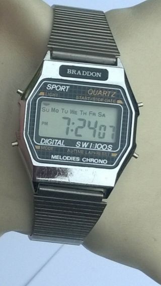 Braddon Sport Melodies Vintage LCD Digital Alarm Stopw Watch 3