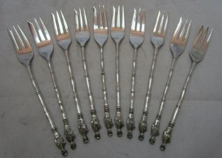 Good Set 10 Antique Chinese Export Silver Cake Forks,  198 Grams,  Wh,  C1900