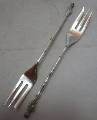 Good Set 10 Antique Chinese export silver cake forks,  198 grams,  WH,  c1900 2