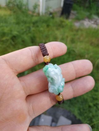 100 Natural Burmese Jadeite Jade Adjustable Woven Pixiu Bracelet A 19