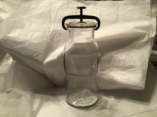 Antique Wheaton Apothecary Glass Jar W/ Metal Screw Top Clamp 1888 Euc