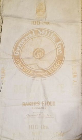 Vintage General Mills Bakers Flour Sack 100 Pound