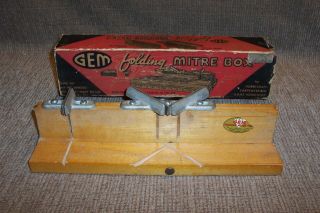 Old Gem Folding Mitre Box Woriginal Box Vintage Carpenter Woodworking Tool Miter