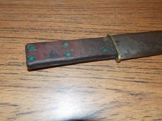 Antique 1840 ' s Native American Indian Dag Dagger Knife Bone Handle Wire Rivets 3