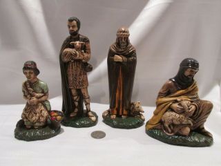 4 Vtg Holland Mold Christmas Ceramic Nativity Large Shepherd Lamb Boy Figurines