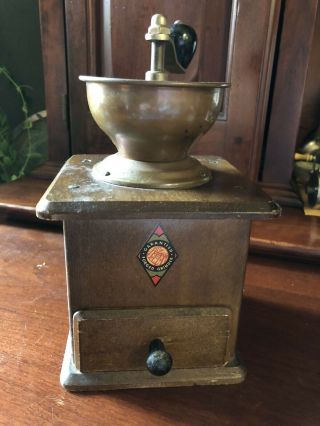 Vintage Garantied Forged Coffee Grinder Made In Western Germany Wood,  Copper