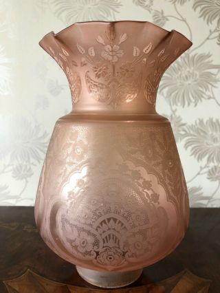 Victorian Acid Etched Oil Lamp Shade