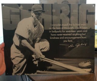 Lou Gherig Luckiest Man York Yankees Historic Baseball Photo Metal Sign