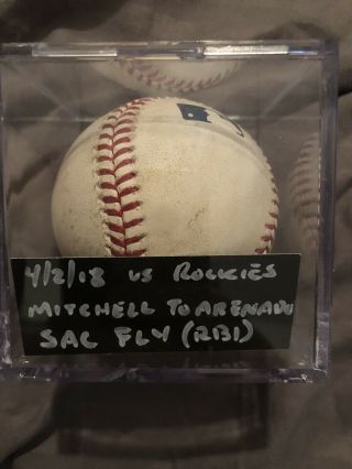 Rockies Nolan Arenado Game Baseball Sac Fly Rbi 4/2/2018 Mlb Authenticated