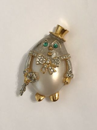 Vintage Gorgeous Rhinestone Jelly Belly Kenneth Lane Kjl Penguin Brooch Pin