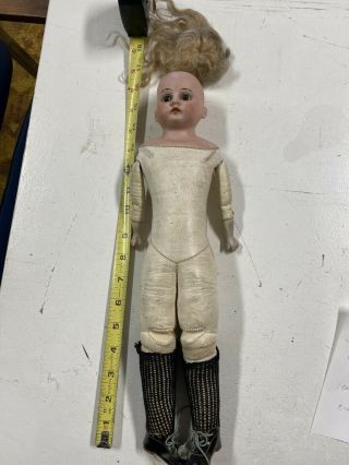 Antique 1800’s German Bisque Am Doll Cloth Body Eyes Set In