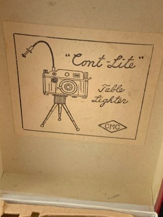 Vintage Figural Camera On Tripod Table Lighter MIOJ CONT - LITE - In The Box 3