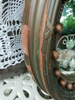 Antique Regency Style Round Convex Wall Mirror Wood & Gesso Gilt Circa 1900 2