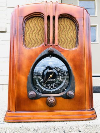 Antique Old 1938 Zenith Walton 7 - S - 232 Superheterodyne Art Deco Vintage Radio