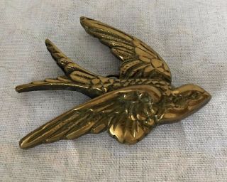 Rare Antique Vintage Brass Swallow Wall Hanging Old School Tattoo
