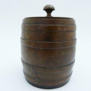 Antique Treen Barrel - Shaped Tobacco Jar,  19th Century