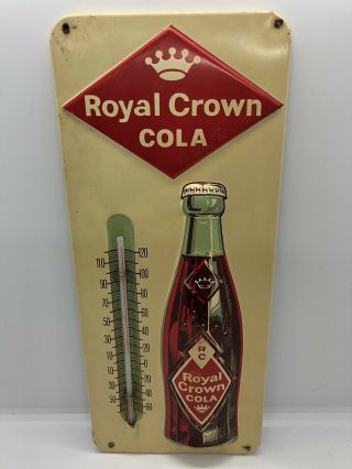 Vintage Antique Royal Crown Cola Rc Soda Advertising Embossed Tin Thermometer