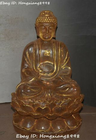 China Buddhism Crystal Gilt Lotus Shakyamuni Sakyamuni Amitabha Buddha Statue