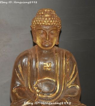 China Buddhism Crystal Gilt Lotus Shakyamuni Sakyamuni Amitabha Buddha Statue 2
