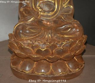 China Buddhism Crystal Gilt Lotus Shakyamuni Sakyamuni Amitabha Buddha Statue 3