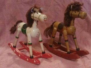 Vintage Rocking Horse Set - Painted,  Solid Wood