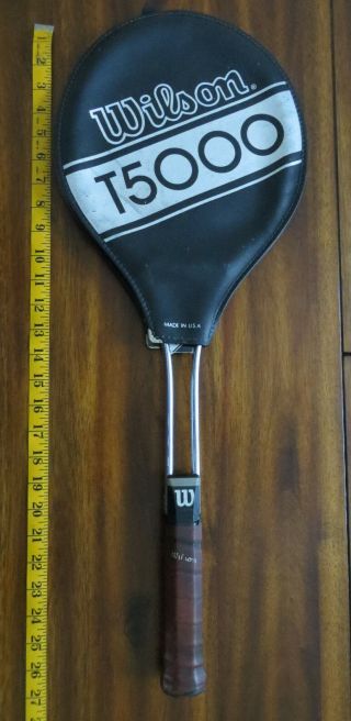 Vintage Wilson T5000 Tennis Racquet,  Zippered Cover,