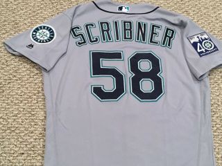 Scribner 58 Size 46 2017 Seattle Mariners Game Jersey Road Gray 40th Holo
