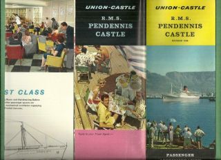 1966 Union Castle Line Cruise Ship Ocean Liner Deck Plan R.  M.  S.  Pendennis Castle