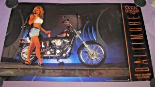 Coors Extra Gold Beer Harley Davidson Of Baltimore Md Sexy Girl Poster Man Cave