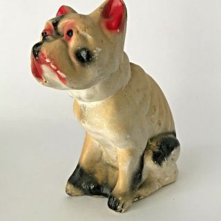 Vintage Chalkware French Bulldog Indiana Carnival Fair Prize 6 3/4 "